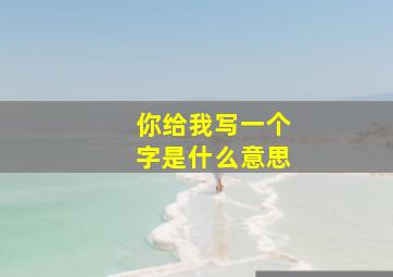 你给我写一个字是什么意思