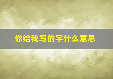 你给我写的字什么意思