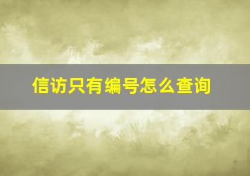 信访只有编号怎么查询