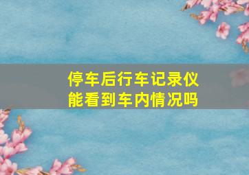 停车后行车记录仪能看到车内情况吗