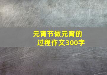 元宵节做元宵的过程作文300字