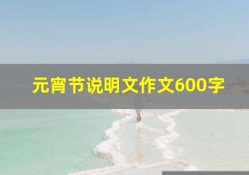 元宵节说明文作文600字