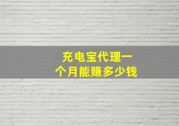 充电宝代理一个月能赚多少钱