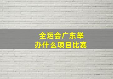 全运会广东举办什么项目比赛