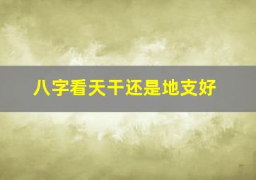 八字看天干还是地支好