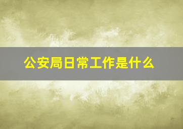 公安局日常工作是什么