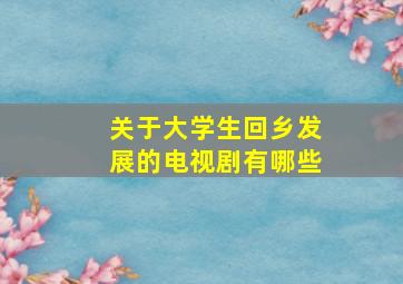 关于大学生回乡发展的电视剧有哪些