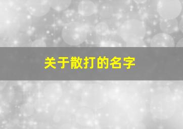 关于散打的名字