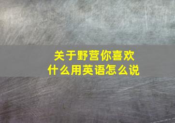 关于野营你喜欢什么用英语怎么说