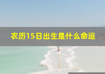 农历15日出生是什么命运