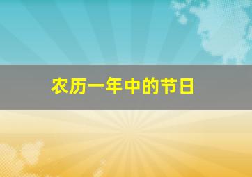 农历一年中的节日