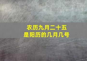 农历九月二十五是阳历的几月几号