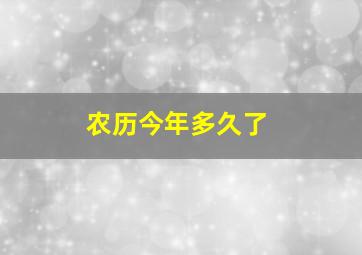 农历今年多久了