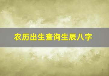 农历出生查询生辰八字