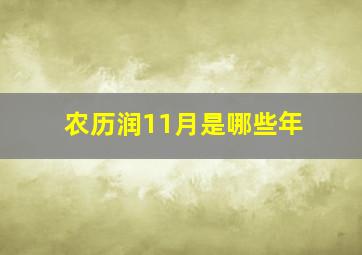 农历润11月是哪些年