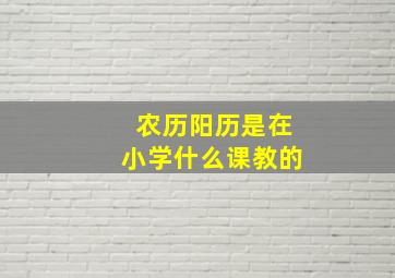 农历阳历是在小学什么课教的