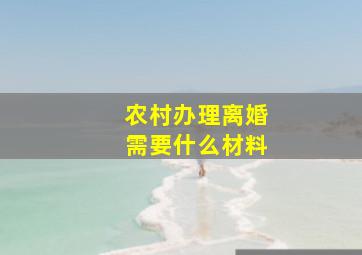 农村办理离婚需要什么材料