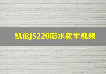 凯伦JS220防水教学视频