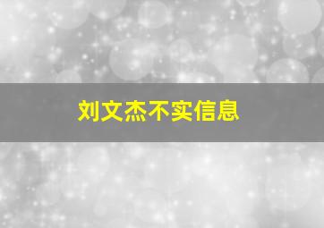 刘文杰不实信息