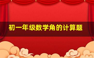 初一年级数学角的计算题