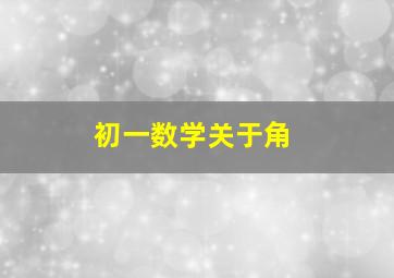 初一数学关于角