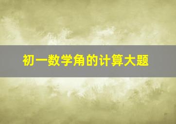 初一数学角的计算大题