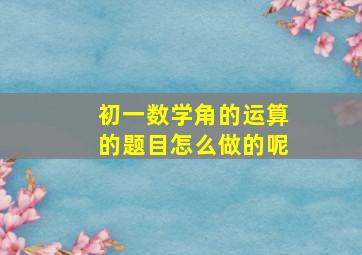 初一数学角的运算的题目怎么做的呢