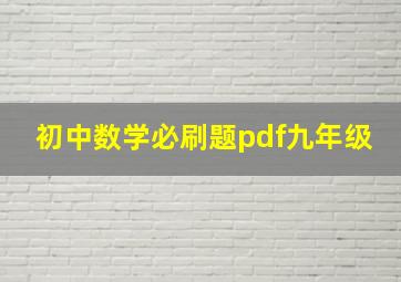 初中数学必刷题pdf九年级