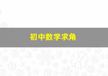 初中数学求角