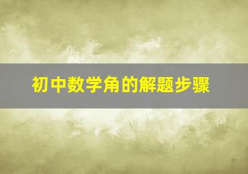 初中数学角的解题步骤