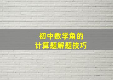 初中数学角的计算题解题技巧