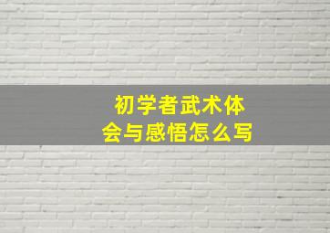 初学者武术体会与感悟怎么写