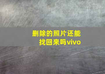 删除的照片还能找回来吗vivo