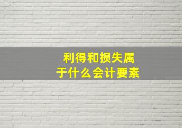 利得和损失属于什么会计要素