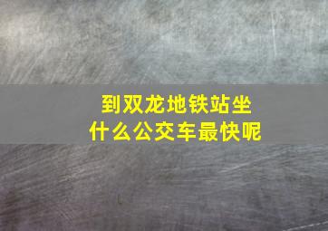 到双龙地铁站坐什么公交车最快呢