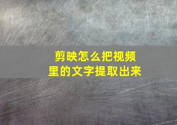 剪映怎么把视频里的文字提取出来