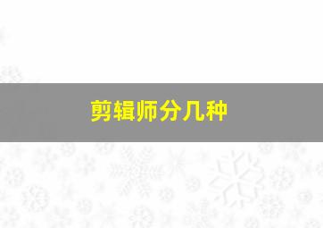 剪辑师分几种