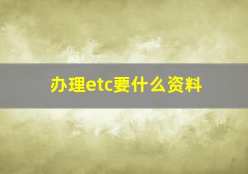 办理etc要什么资料