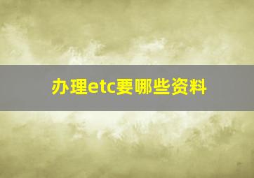 办理etc要哪些资料