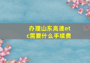 办理山东高速etc需要什么手续费