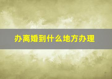 办离婚到什么地方办理