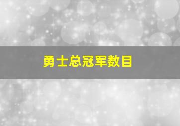 勇士总冠军数目