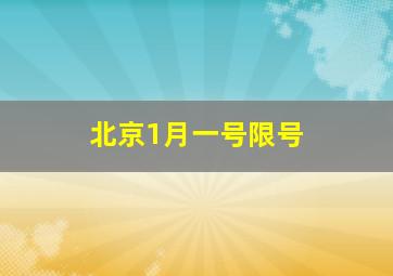 北京1月一号限号