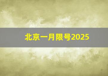 北京一月限号2025