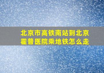 北京市高铁南站到北京霍普医院乘地铁怎么走