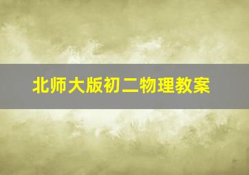 北师大版初二物理教案