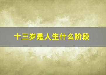 十三岁是人生什么阶段