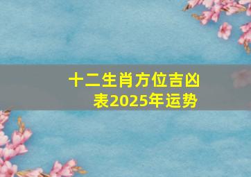 十二生肖方位吉凶表2025年运势