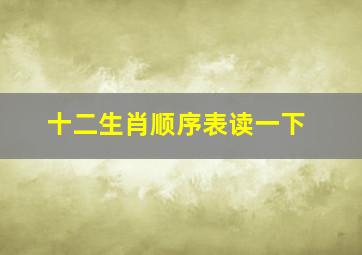 十二生肖顺序表读一下