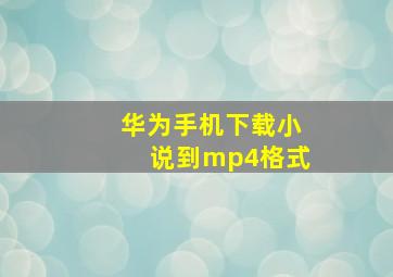 华为手机下载小说到mp4格式